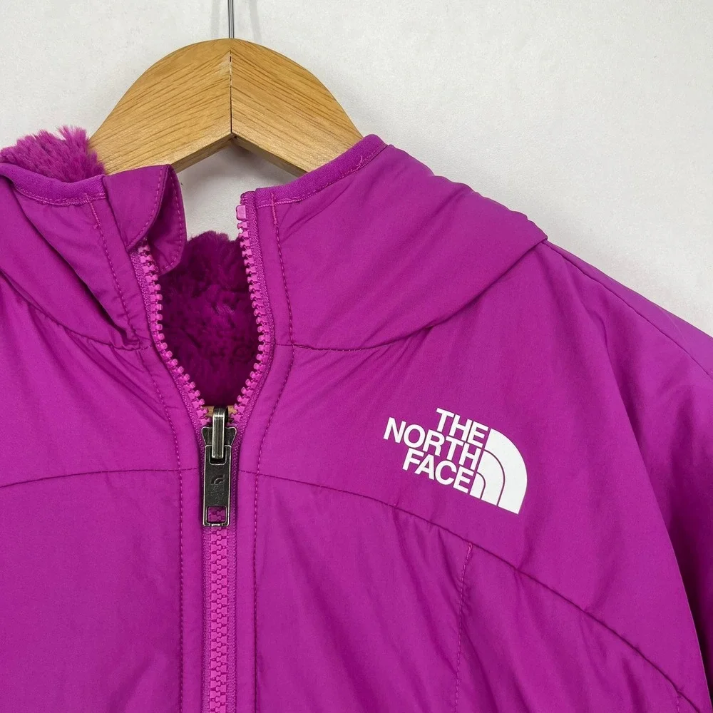 The North Face Girls Purple Quilted Hooded Reversible Jacket Size Large 12